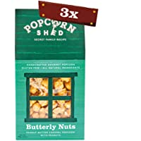 3 x Butterly Nuts Gourmet Popcorn Sheds 90g | Palomitas de mantequilla de cacahuete | Palomitas de maíz para regalar